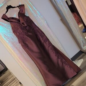 Mon Cheri Raisin Color Evening Gown